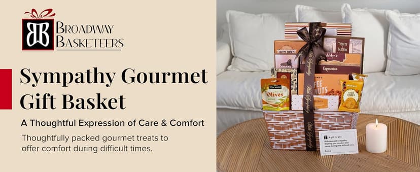 Deluxe bereavement food care package with snacks and sweets for loss, funeral, or condolences. Kosher shiva. Broadway Basketeers Deluxe Sympathy Gift Basket Sharing Heartfelt Moments B076BXHWSC
