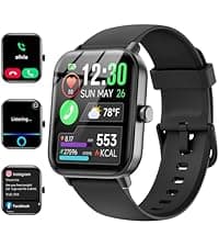 Smart Watches for Women/Men, Smart Watch for Android Phones and iPhone Compatible, Alexa Built-in, 1.8" Fitness Watches for Women, IP68 Waterproof /Bluetooth Call, Heart Rate/Sleep Monitor, Black