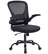 Youhauchair Mesh Office Chair, Ergonomic Home Office Desk Chairs with Flip-up Arms and Lumbar Support, Height Adjustable, Black
