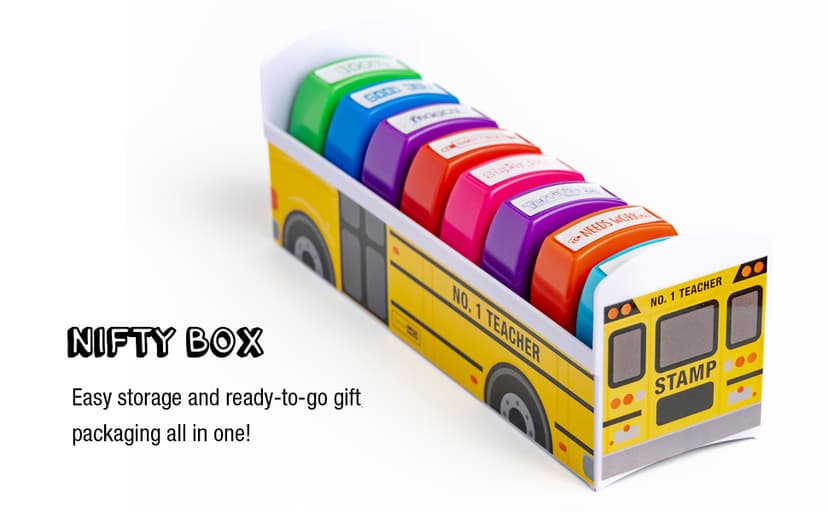 Teacher Stamps - Self Inking Motivational Encouraging and Colorful Set for School Classroom and Homeschool Setting (Set of 8)