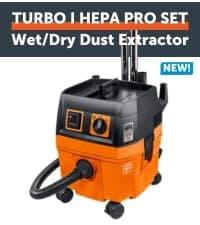 Fein Turbo I HEPA Pro Set Wet/Dry Dust Extractor - 5.8-Gallon Capacity, 151 CFM Suction, Anti-Static System, Quiet 66 dB Operation, Includes HEPA Filter and Accessories - 92037060990