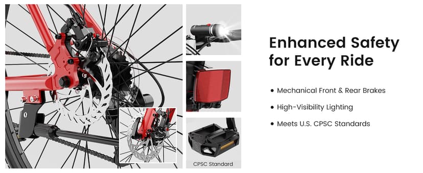 MOONCOOL Hybrid Bike for Men, 700C Aluminum 29LBS Ultra-Light 8-Speed Commuter Bike, 350lb Capacity, 29" Adult Urban Bicycle, Dual Disc Brakes, for Tall Men&Women, 85% Pre-Assembled