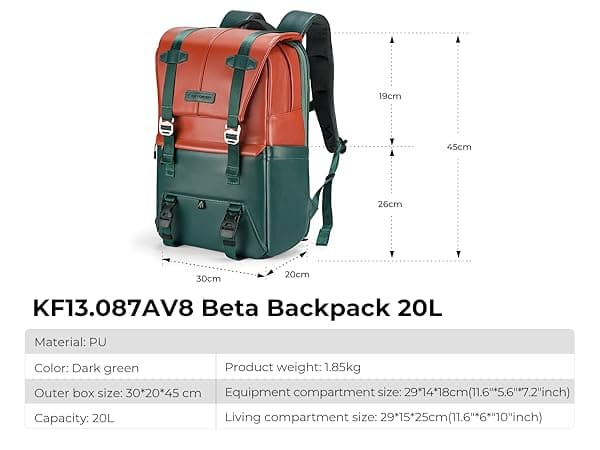 K&F CONCEPT 20L Camera Case for Photographers Large Capacity PU Leather Camera Bags with Raincover, 15.6 Inch Laptop Compartment for Camera Drone Bags