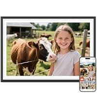 1280x800 HD IPS Touch Screen, Slideshow, Auto-Rotate, Tabletop/Wall, Send Photos/Videos from Phone, Gifts for Mom - Black Frameo 10.1" WiFi Digital Picture Frame, Electronic Photo Frames - 32GB B0D8JDPKKS