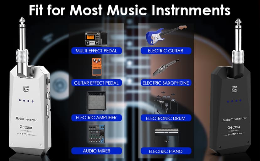 5.8Hz Guitar Wireless System Anti-Interference Instrument 4Channels Wireless Transmitter Receiver Digital Audio Cordless System Bass For Electric Guitars Bass