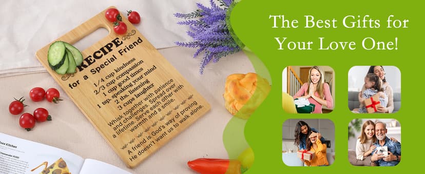 Best Friend Birthday Gifts for Women, Friendship Gifts for Women Friends, Unique Gifts for Friend Mothers Day, Bestie Bff Thank You Gift for Bestfriend Idea Recipe for a Special Friend Cutting Board