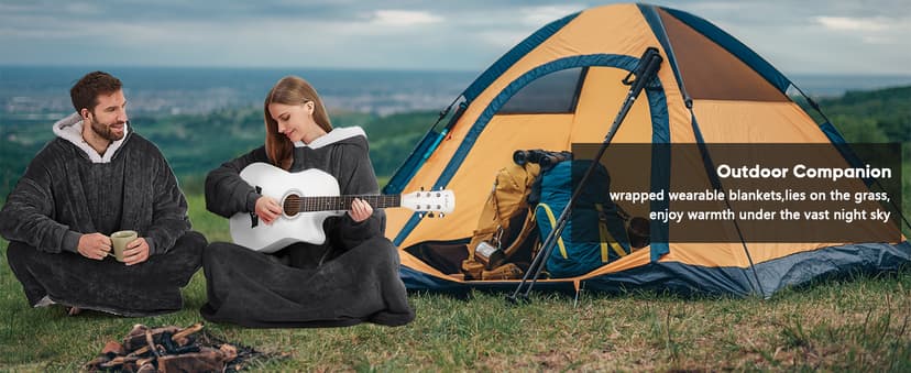 yescool Wearable Blanket Hoodie - Birthday Christmas Gifts for Women Mom Girlfriend, Oversized Flannel Sherpa Cozy Hooded Blanket Sweatshirt Adult With Hood Pocket & Sleeves, One Size Fits All (Grey)