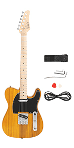 GLARRY Full Size Electric Guitar for Music Lover Beginner with 20W Amp and Accessories Pack Guitar Bag (GREEN, 39" Right Handed)