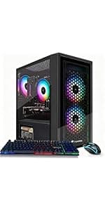 STGAubron Gaming PC Desktop Computer, Intel Core I7 up to 3.9 GHz, Radeon RX 580 8G, 16G RAM, 512G SSD, WiFi, Bluetooth 5.0, RGB Fan x6, RGB BT Sound Bar, Windows 10 Home