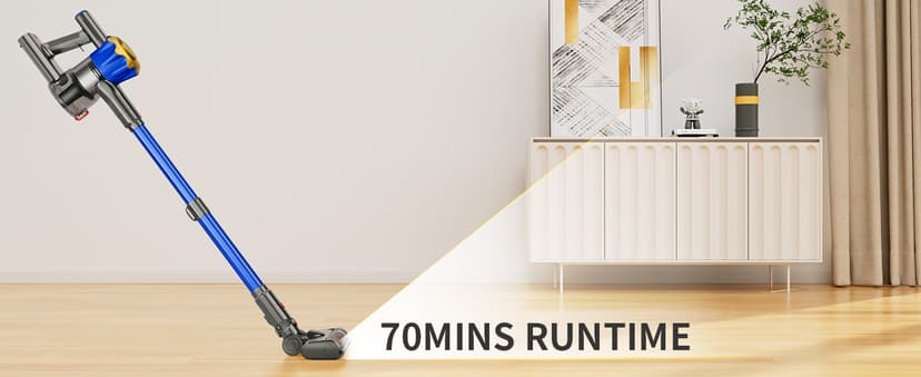 MBYULO Cordless Vacuum Cleaner, 580W 50Kpa Powerful Stick Vacuum, Up to 70Mins Rechargeable Battery, Vacuum Cleaners for Home Anti-Tangled Lightweight Handheld for Hardwood Floor, Carpets, Pet Hair