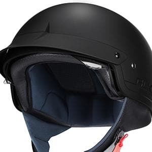 GLX M14 Open Face Motorcycle Helmet - Matte Black, Large - DOT Approved