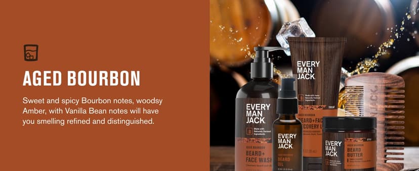 Every Man Jack Beard Essentials Gift Set for Men – Complete Routine with 5 Full-Size Essentials – Sandalwood Scent - Beard & Face Wash, Lotion, Oil, Butter & Comb