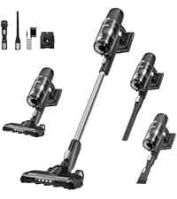 Eureka Cordless Vacuum Cleaner, Anti-Tangle Brushroll, Rechargeable Stick Vacuum, Lightweight for Carpet, Hard Floor, Pet Hair, White NEC280WH