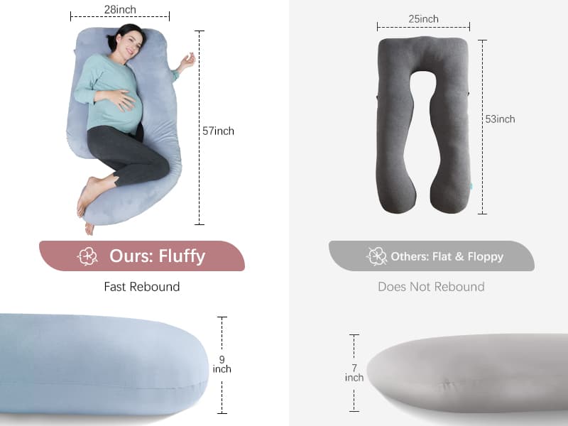MOON PARK Pregnancy Pillows for Sleeping - U Shaped Full Body Maternity Pillow with Removable Cover - Support for Back, Legs, Belly, HIPS - 57 Inch Pregnancy Pillow for Women - Grey