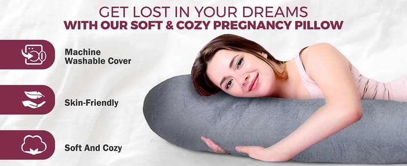 PILLANI Pregnancy Pillows for Sleeping - V C U Shaped 57inch Full Body Pillow with Removable Washable Cover, Cooling Maternity Pillow for Pregnant Women, Support for Back Belly Legs Hip
