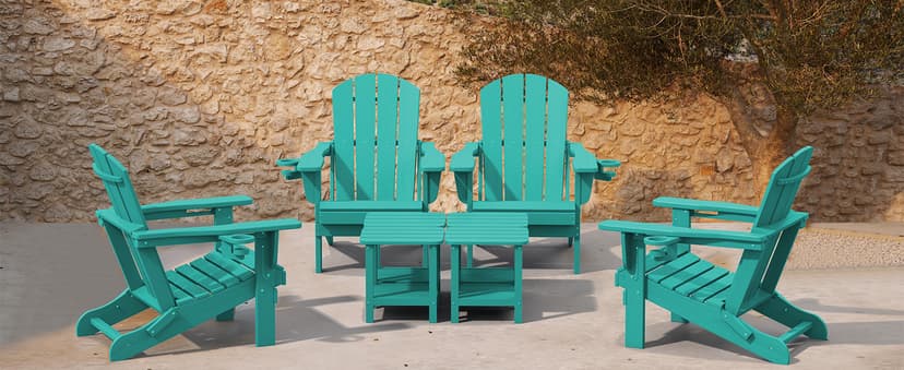 SERWALL Adirondack Chair with Cup Holders - Composite Adirondack Chairs Set of 2 HDPE Outdoor Chairs All Weather Use- Aruba