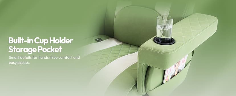 Dowinx Racing Style Gaming Recliner Chair with Massage Lumbar Support, Footrest, Cup Holder, Side Pouch, High Back Ergonomic Video Game Chair Reclining No Wheels Heavy Duty, Fabric Green
