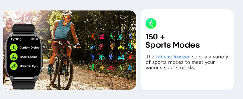 Smart Watch for Men Women, 2.04" AMOLED Color Screen, 24/7 Heart Rate, Blood Oxygen, Blood Pressure, Sleep and Stress Health Monitor, Blood and Body Composition Insights, 150 Sports Modes (Black)