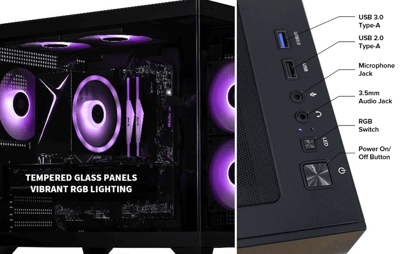 STORMCRAFT Sirius AI Gaming Desktop - Intel i5 14400F up to 4.7GHz, RTX 5060 GDDR7, 32GB DDR5 RGB 6000MHz, 1TB NVMe Gen4 SSD, Intel B760 Motherboard, 650W Gold PSU, Win 11 Home VR Ready