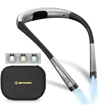 Glocusent Book Light, 3-Color & 6-Brightness Reading Light, Bendable Neck Light, 80-hr Lasting Rechargeable Book Light, Perfect Reading Lights for Books in Bed, Knitting, Repairing, Book Lovers Gifts