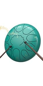 Rain Drum for Outside Garden, 6 Inches 8 Notes Steel Tongue Chakra Drums, Waterproof Meditation Rain Chime, Musical Instruments for Adult Gift with Bag, Music Book, Drum Mallets (Green) B0D9QJNPJ3