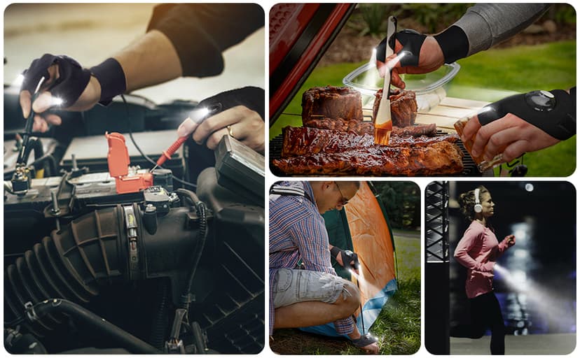 PARIGO LED Flashlight Gloves, Stocking Stuffers for Men Gift for Dad Husband Grandpa, Cool Gadget Christmas Birthday Gifts for Men Adults Him Boyfriend Guy Car Repairing Fishing Camping Reading Light