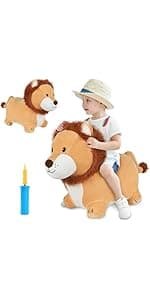 Outside Inflatable Riding Plush Triceratops Bouncing Horse Hopping Toy, Cool Birthday Gifts Age 2 3 4 5 6 Year Old Boy Girl Bouncy Pals Toddler Dinosaur Hopper Toy, Kids Outdoor Ride on Bounce Animal B09B1QZLXW