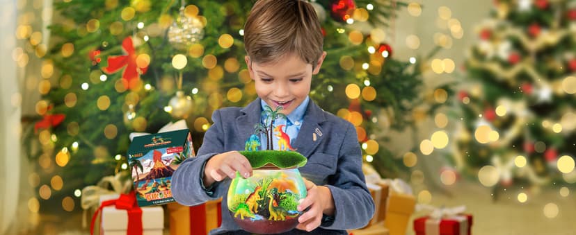 RONSTONE Dinosaur Toys for Boys - Dinosaur Terrarium Kit for Kids - Christmas Birthday Gifts for Boys Ages 4 5 6 7 8 Year Old - Light Up DIY Dinosaur Arts and Crafts for Boy and Kids