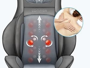 COMFIER Massager Chair with Heat, Shiatsu Neck Back Massager Portable with Compression & Rolling,Massage Chair Pad for Neck & Back for Muscle Tension Relief, Father Day Gift
