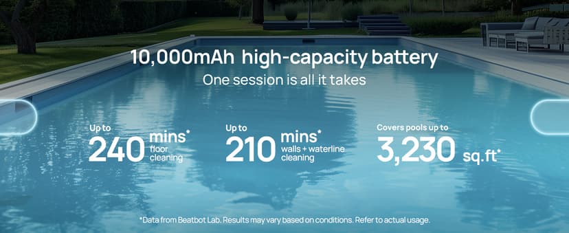 (2025 Upgrade) Beatbot AquaSense 2 Cordless Robotic Pool Vacuum Cleaner, Smart Surface Parking, Double-Pass Waterline Scrubbing, Cleans Floor, Walls and Waterline, Light Blue