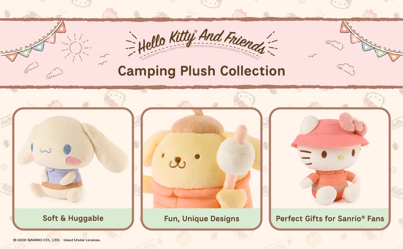 Promotes Exciting Character Roleplay, Early Sensory Discovery, and Creative Pop Culture Storytelling; Soft, Collectible Plush GUND Sanrio Hello Kitty 6-Inch Plush Toy with Camping Outfit for Ages 1+ B0FKTPX44P