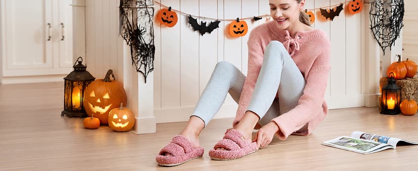 Machine-washable, Gifts, Memory Foam, Anti-slip Sole, Lightweight, Indoor and Outdoor, Cozy EverFoams Womens Fuzzy Open-toe Slippers Memory Foam Indoor House Shoes B0CLGNYKFR
