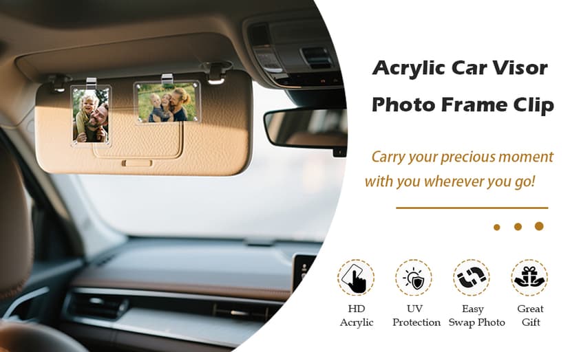 Gift for Boyfriend Husband Girlfriend Dad Car Decorations Interior Picture Holder, Car Visor Photo Clip Magnetic Frame Father's Day Personalized Photo Gifts Cute Car Decor Accessories 3.5 x 2.4 inch (1 PC) B0F5WR9324