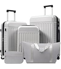 Merax 5 Piece Luggage set of printing hard shell suitcases with Double Spinner Wheels Suitcase with Lock 8" 14" 20" 24" 28"