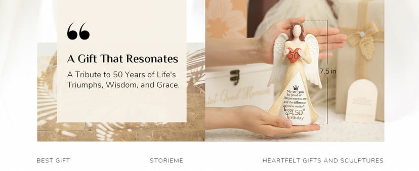 50th Birthday Gifts for Her Women: Happy Birthday Gift for Friends Besites Sisters Daughter Mom 50 Year Old Woman Birthday Angel Figurine