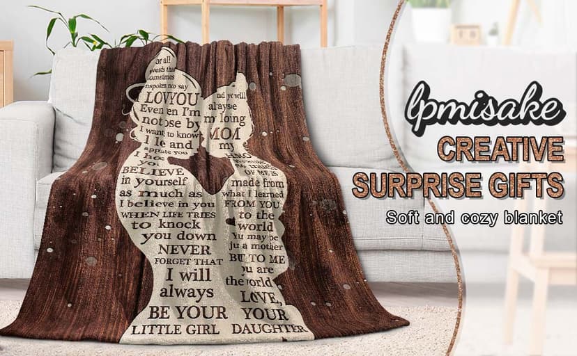 Gifts for Mom from Daughter, Mothers Day Birthday Gifts for Mom, Great Mother Gifts, Blanket Presents for Mother's Day, Christmas, Soft Cozy Flannel Custom Throw Blanket 60x50 Inches