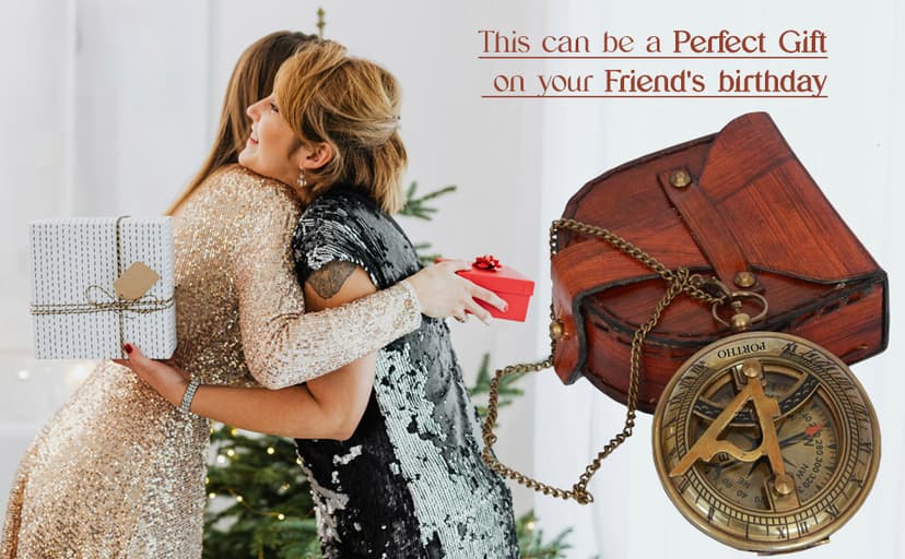 Love You Forever Engraved Sundial Compass with Leather Case – Inspirational Gift for Traveler, Adventurer, Groom, Baptism, Wedding or Him | Vintage Brass Navigation Compass