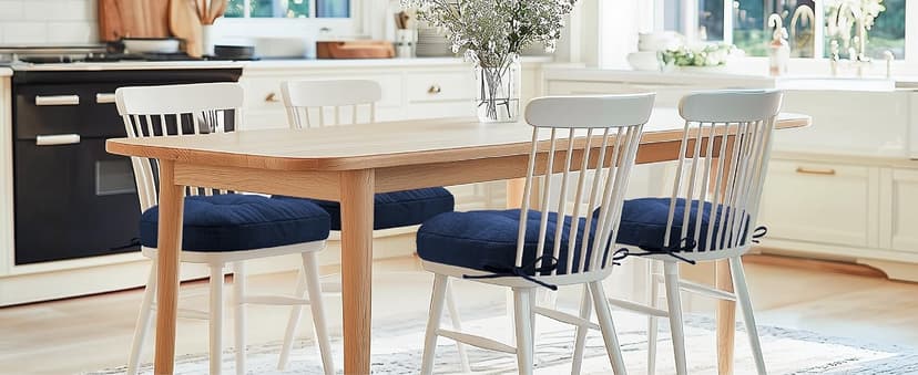 Codi Dining Chair Cushions 4 Pack, Thick Chairs Pads for Indoor Kitchen Room - Washable, Non-Slip Memory Foam Seat Cushion with Ties, 16.5"x16.5"x 3.5", Set of 4, Beige New