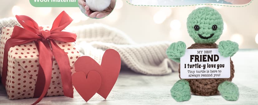 Mini Funny Turtle Best Friend Friendship Gifts for Women Men, Birthday Gifts for Friends Female Male Girls, I Love You Small Cute Stuff Things, Handmade Emotional Positive Crochet Turtle