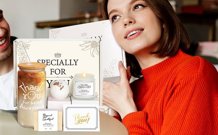 Thank You Gifts for Women, Teacher Appreciation Gifts, Employee Appreciation Gift for Coworkers Employees Teachers Nurse Secretary w Thanks Cards, Awesome Glass Cup