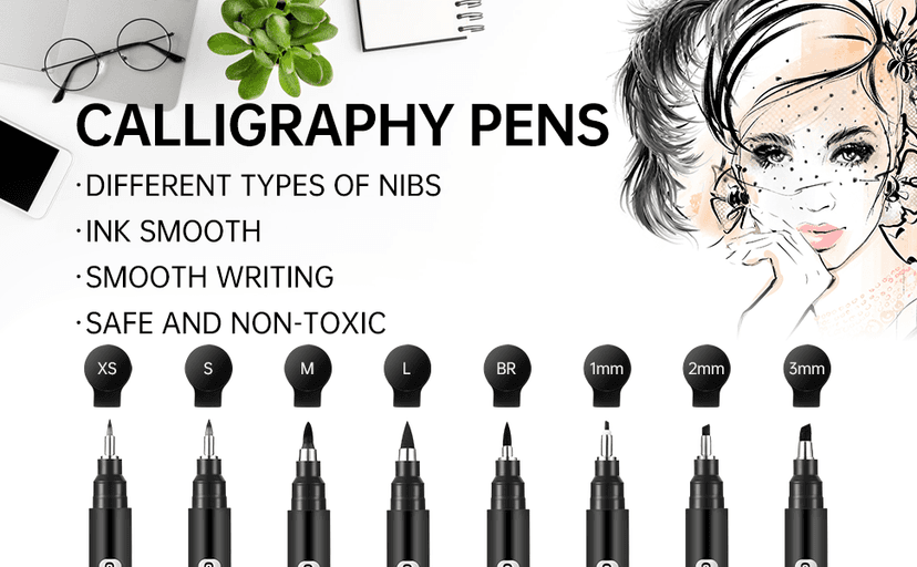 GETHPEN Calligraphy Pen,Calligraphy Pens for Writing, Brush Pens Calligraphy Set for Beginners, Calligraphy markers, Black Archival Ink Pens,Hand Lettering Pen for Art Drawing, Sketching,Scrapbooking
