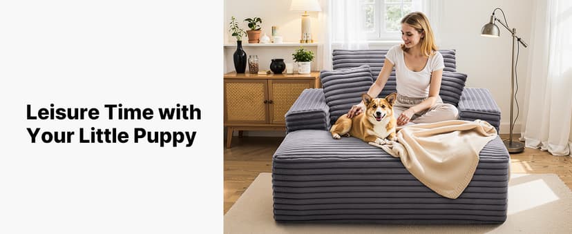 VEVOR Chaise Lounge Chair, 48 in Boneless Chaise Lounge Indoor, Modern Upholstered Oversized Reading Chair with Throw Pillows & Armrests, Sofa Couch Deep Seat Sleeper for Living Room, Bedroom, Balcony