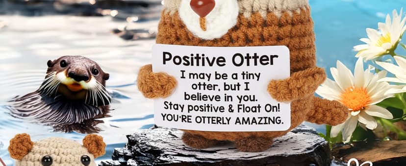 Birthday Gifts for Women Men - Happy Birthday to My Otter Half, Handmade Crochet Otter for Wife Husband Fiance, Cute Hand-Held Card for Him Her Boyfriend Girlfriend Lover