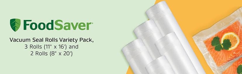 FoodSaver Custom Length Vacuum Sealer Bags Multipack, 5 Count Rolls for Airtight Food Storage and Sous Vide - Compatible with FoodSaver, 8 (2 Pack) and 11 (3 Pack)