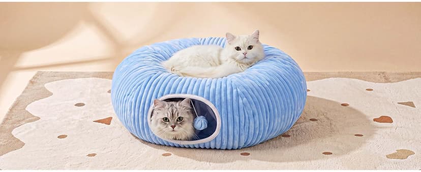 Cat Tube with Kitten Toys for Indoor Kittens, Collapsible Play Tunnel, Cat Gifts Cat Tunnel Bed with 40 Pcs Interactive Cat Toys, White B0FB9CN22D