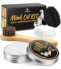 Feilove Leather Boot Care Kit – Mink Oil & Saddle Soap for Leather with Applicators & Cloths – 6-Piece Leather Shoe Care Kit for Cowboy Boots, Work Boots, Shoes & Tack