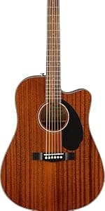 Fender CD-60SCE All-Mahogany Dreadnought Cutaway Acoustic Electric Guitar, with 2-Year Warranty, Fishman Pickup and Preamp System, Natural
