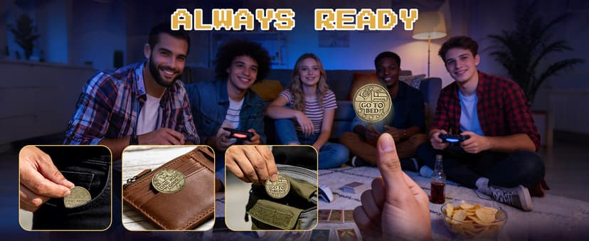 One More Game or Go to Sleep Gamer Decision Coin, Gifts for Gamer Boyfriend, Husband, Men, Gaming Accessories for Men, Game Gifts for Christmas, Valentine's Day, His Birthday B0G3PJT54G