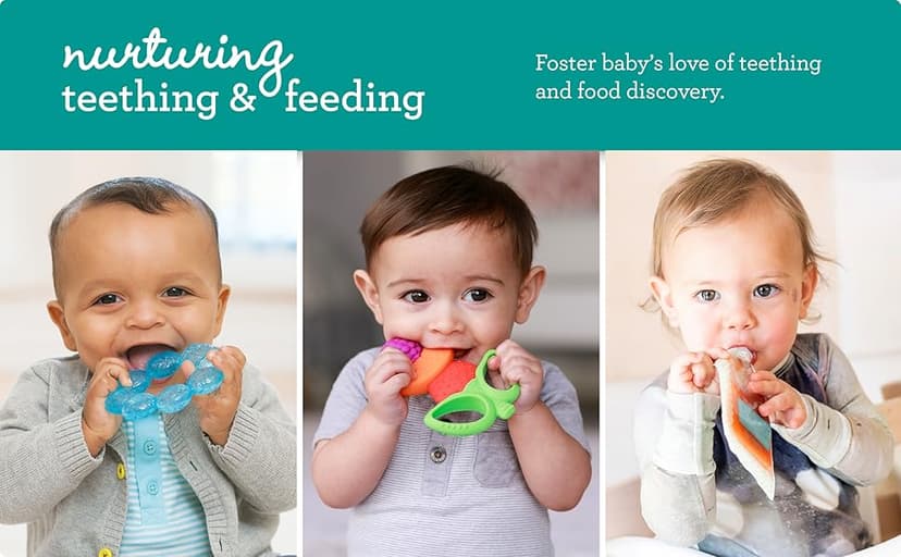 Infantino Lil’ Nibbles Textured Silicone Teether, BPA-Free Baby Teething Toy, Soft, Easy to Hold, Sensory Stimulation for Infants, Carrot