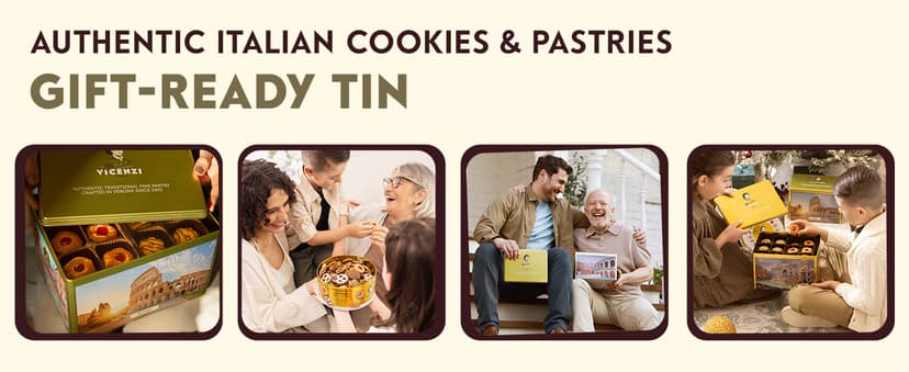Matilde Vicenzi Roma Cookie Gift Tin - Italian Pastries & Cookies in Individually Wrapped Trays - Bakery Dessert Gifts For Birthdays, Thank You, Get Well and Every Special Occassion - Puff Pastry, Assorted Cookies in Italian Design Gift Tin 32.5oz (920g)